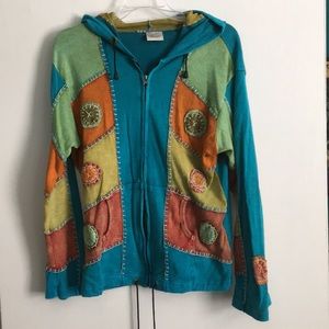 Art jacket in teal